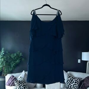 Blue Spaghetti Strap Sleeveless Cocktail Sundress